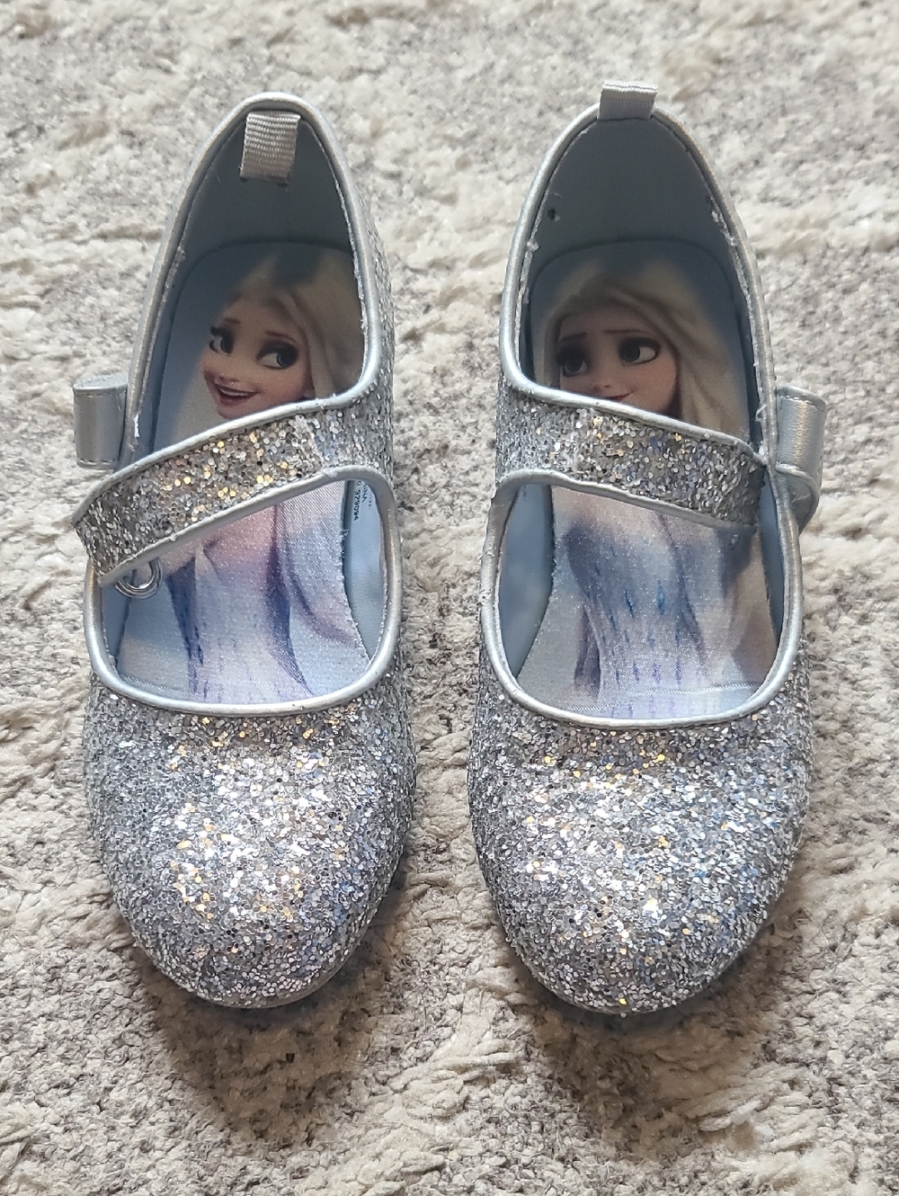 2 for $50 - H&M Disney Toddler Girls 10 Frozen Elsa Silver Glitter Shoes w Heel